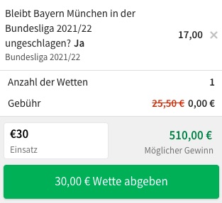 Bundesliga Bayern ungeschlagen Quote Tipico