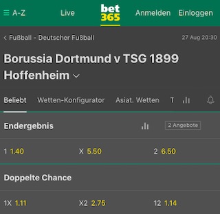 Dortmund Hoffenheim Quoten Bet365