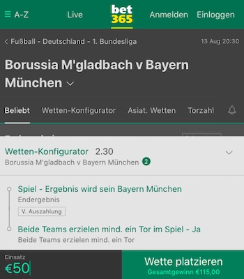 Gladbach Bayern Quoten Bet365