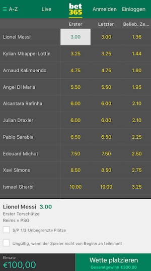 Bet365 Messi Debüt Tor