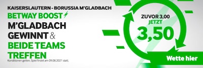 Gladbach Quote 3.50 vs K´Lautern Betway