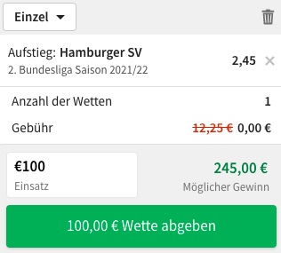 HSV Aufstieg Quote