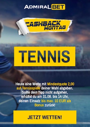 Cashback Montag Admiralbet Tennis