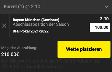 Pokalsieg Bayern Quote Unibet