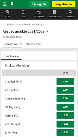 Bundesliga Abstieg Quoten Unibet