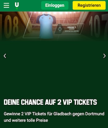 2 VIP Tickets Gladbach Dortmund Unibet