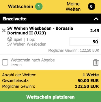 Wehen Wiesbaden Borussia Dortmund II Interwetten