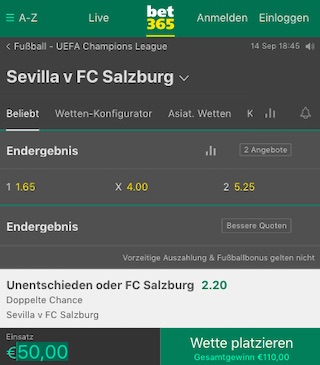 Sevilla Salzburg Quoten Bet365