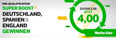 Super Boost WM Quali bei Betway