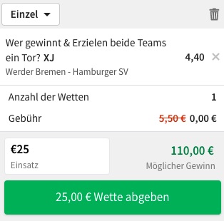 Werder HSV Quoten Tipico