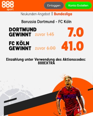 Dortmund Köln Quotenboost bei 888sport
