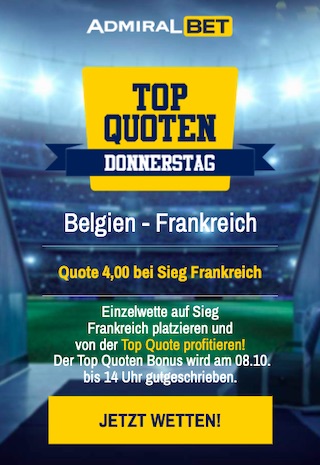 Belgien Frankreich Topquote Admiralbet