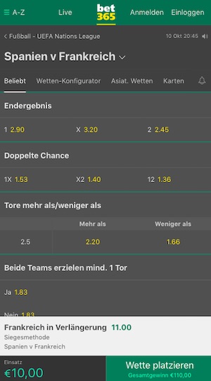 Spanien Frankreich Tipp Bet365
