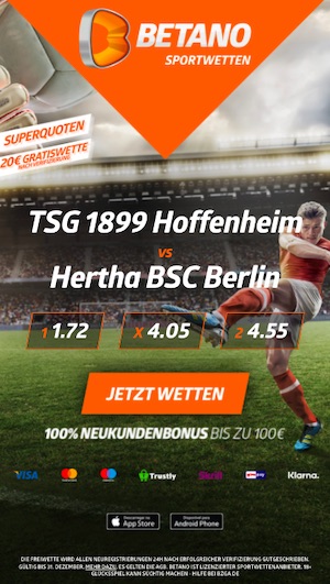Hoffenheim vs Hertha Quoten bei Betano