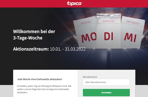 tipico 3 tage woche 2022