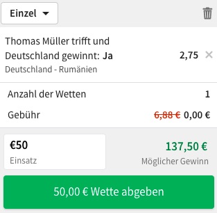 Deutschland Rumänien Quote Tipico