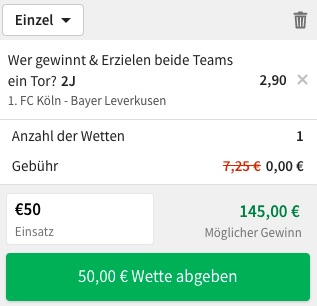 Köln Leverkusen Quoten bei Tipico