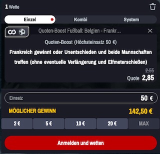 Belgien Frankreich Winamax Boost