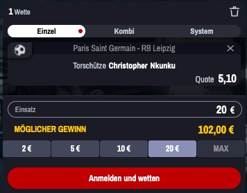 Winamax PSG Leipzig Quoten