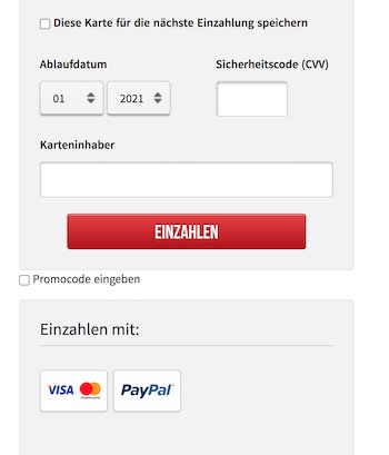 PayPal Einzahlung bei Winamax
