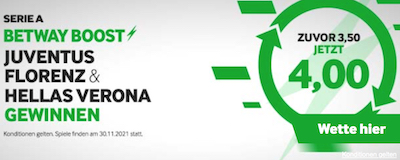 betway quoten boost serie a 30-11-2021