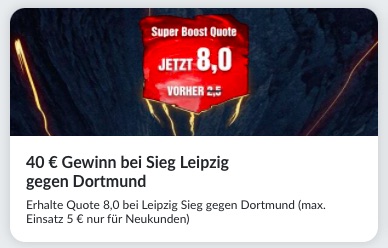 BildBet Leipzig Super Boost gegen Dortmund