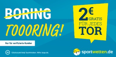 2€ Gratis pro Tor bei Sportwetten.de Toooring