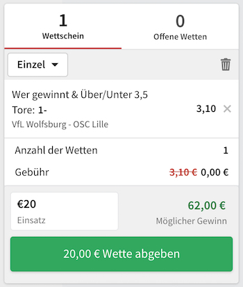 Tipico wolfsburg - lille wett Tipp