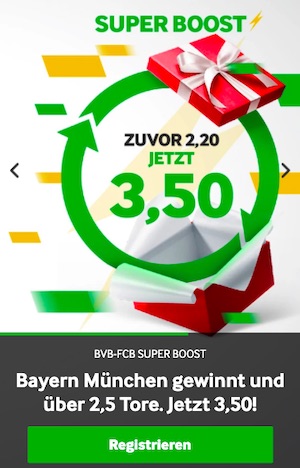 Bayern Super Boost vs BVB bei Betway