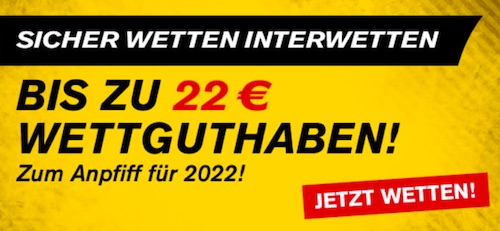 22€ Freebet bei Interwetten holen