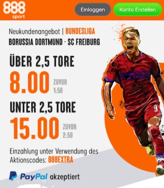 Dortmund gegen Freiburg Quotenboost 888sport
