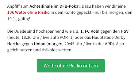 Tipico Wette ohne Risiko DFB Pokal