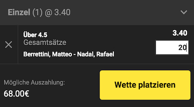 Unibet Berrettini Nadal Quote