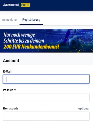 ADMIRALBET Registrierung