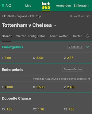 Tottenham Chelsea Quoten Bet365