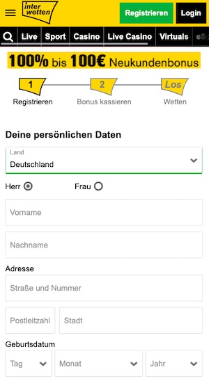 bei Interwetten registrieren