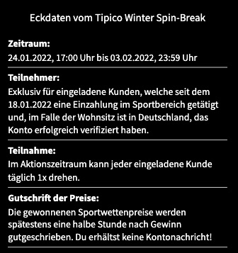 Bedingungen Winter Spin Tipico