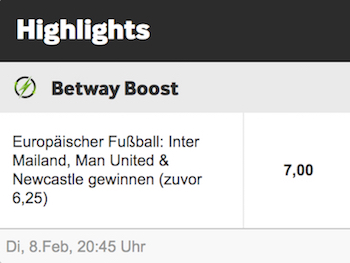 Betway Europa kombi Wette Boost