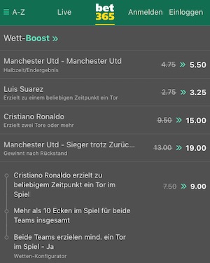 Atletico Man United Quotenboost Bet365