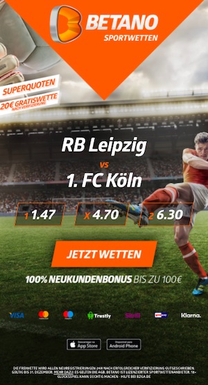 RB Leipzig 1. FC Köln Quoten Betano