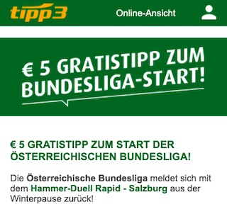 5€ Bundesliga Gratistipp bei Tipp3