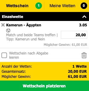 Interwetten Kamerun Ägypten Tipp