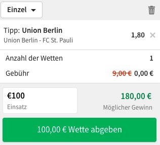 Union Berlin FC St. Pauli Quoten Tipico