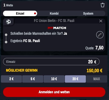 Union Berlin St. Pauli Wett Tipp Winamax