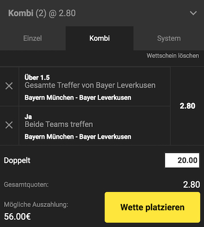 Unibet Bayern - Leverkusen Wett Tipp