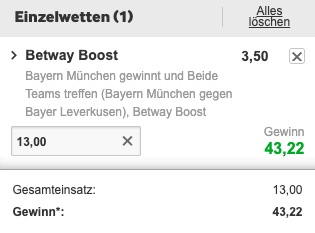 Bayern gewinnt beide Teams treffen Quote Betway