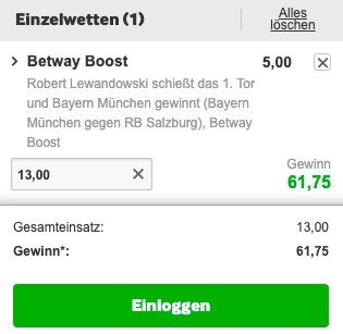 Betway Bayern Lewandowski Boost vs Salzburg