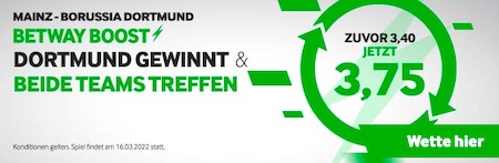 Mainz Dortmund Quotenboost bei Betway