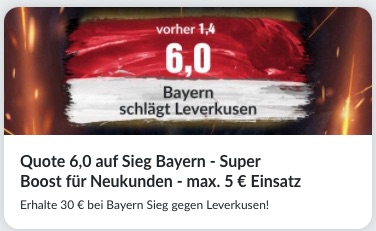 Bayern Quote 6.0 vs Leverkusen bei Bildbet