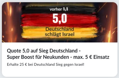 Deutschland Sieg Quote 5.00 vs Israel bei BildBet